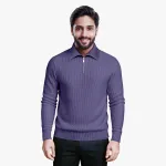 Men's Rib high Neck Sweater Half zipper