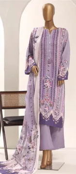 Pakistani Original Sadabahar Printed Lawn Stitched 3Pcs _ Purple
