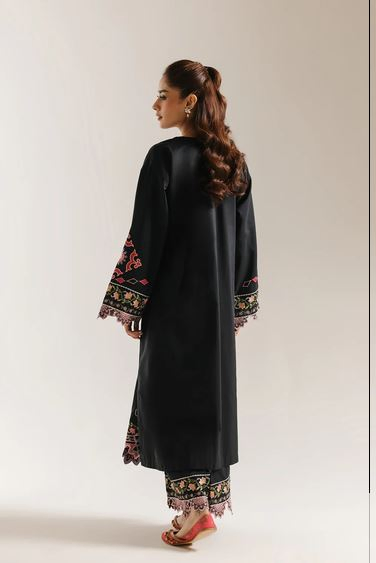 ETHNC | EMBROIDERED SUIT | SHIRT - STRAIGHT FIT - FULL SLEEVES - V NECK - LONG LENGTH | TROUSER - CULOTTE FIT - SCALLOPED HEM