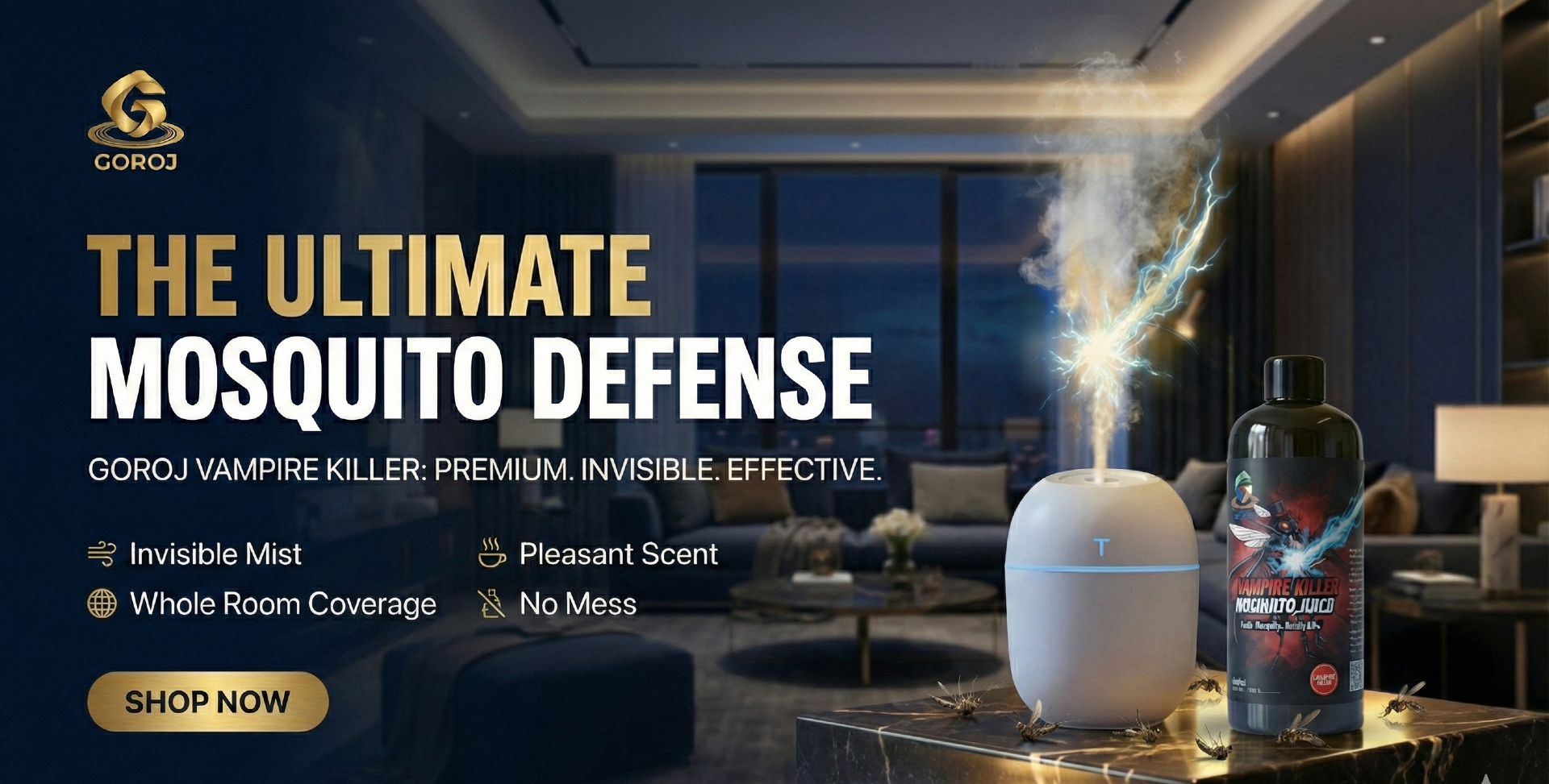 Vampire Killer Mosquito Juice + USB Air Humidifier with LED Light