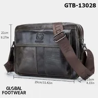 Men's Genuine Leather Captain Niu Double-Layer  Horizontal Style 11inch Laptop Bag