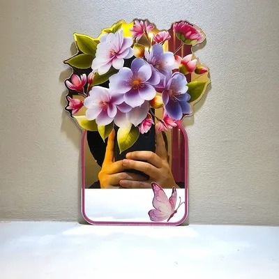 Flower Pot Wall Sticker Mirror (1 Pc)