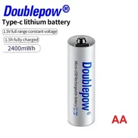 Doublepow USB C Rechargeable Lithium ion AA Battery 1 point 5V 2400mWh Fast Charging Type C Battery