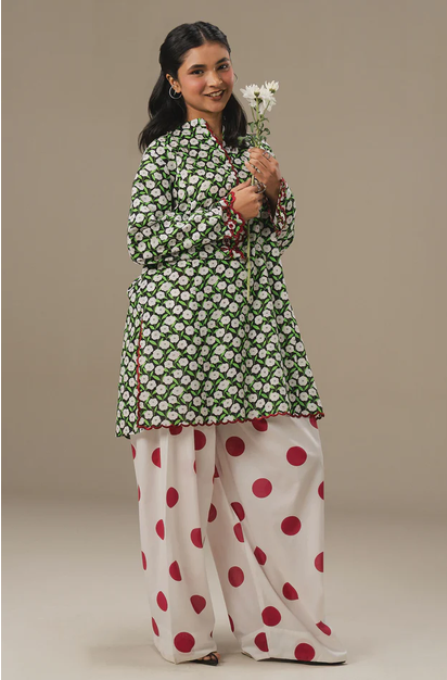 COCO BY ZARASHAHJAHAN | LIGHT EMBROIDERY SHIRT,  DOTTED SHALWAR