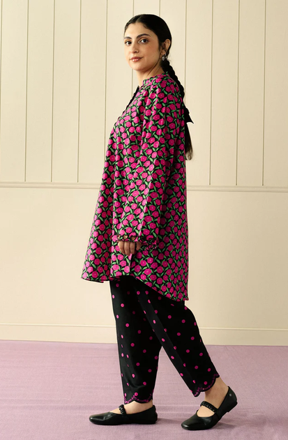 COCO BY ZARASHAHJAHAN | A LOOSE-FIT, SHORT  KURTA, TONAL EMBROIDERY, TAPERED  SHALWAR