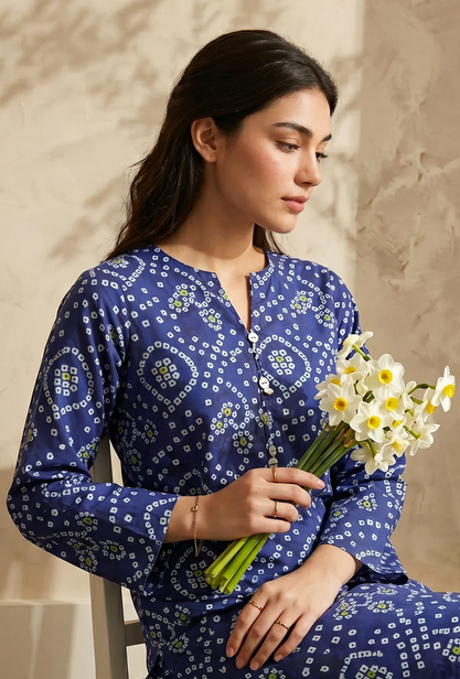 ZELLBURY | LIMELIGHT Viscose Cotton KAFTAN (Pret)