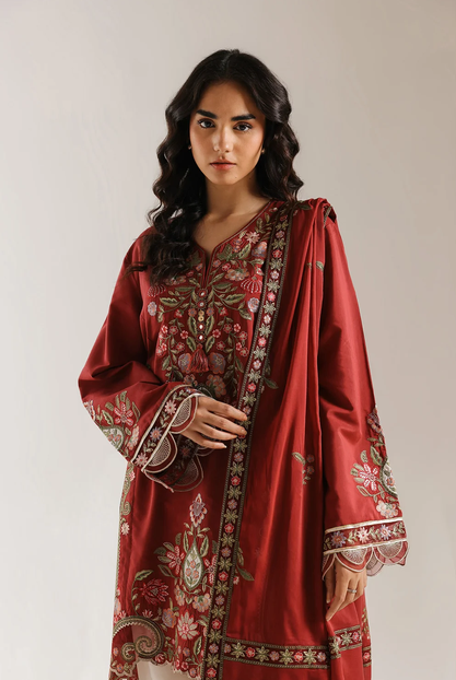 ETHNC | 3 PIECE EMBROIDERED SUIT | DEEP BURGUNDY | E4137/103/414