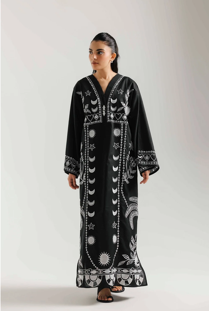 ETHNC | EMBROIDERED KAFTAN | JET BLACK | E9230/102/902