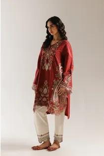 ETHNC | 3 PIECE EMBROIDERED SUIT | DEEP BURGUNDY | E4137/103/414