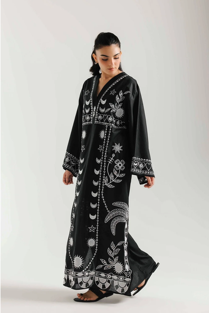 ETHNC | EMBROIDERED KAFTAN | JET BLACK | E9230/102/902