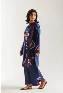 ETHNC | 2 PIECE EMBROIDERED SUIT | DEEP BLUE | E7825/102/620