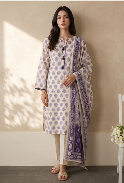 ZELLBURY 2 PIECES PRINTED TEXTURED LAWN (Kurta Dupatta)