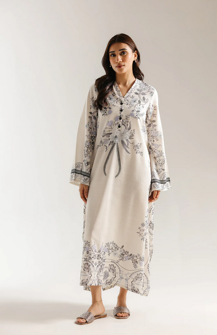 PRINTED KAFTAN, LOOSE FIT - V NECK - FULL SLEEVES -LONG LENGTH