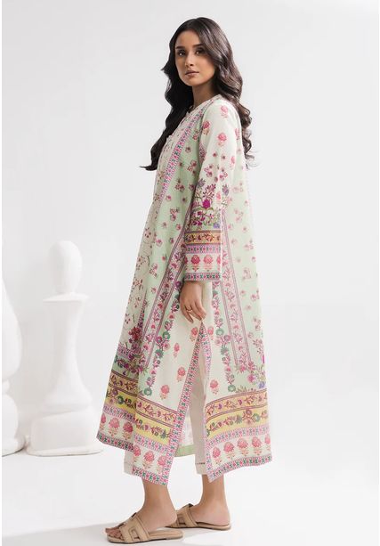 ZELLBURY | Printed Kaftaan Slub Textured Dress - 2897