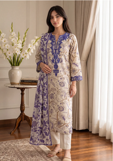 ZELLBURY | Embroidered Kurta Dupatta Trouser - 2186