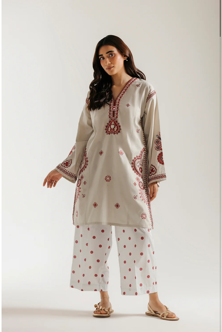 ETHNC | EMBROIDERED SUIT 2 PIECE | SHIRT - RELAXED FIT - FULL SLEEVES - V NECKLINE - REGULAR LENGTH | TROUSER - STRAIGHT FIT - REGULAR LENGTH 
