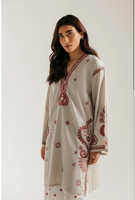 ETHNC | EMBROIDERED SUIT 2 PIECE | SHIRT - RELAXED FIT - FULL SLEEVES - V NECKLINE - REGULAR LENGTH | TROUSER - STRAIGHT FIT - REGULAR LENGTH 