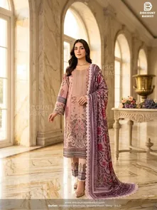 Premium Organza Outfit with Jerdousy & Purl Work