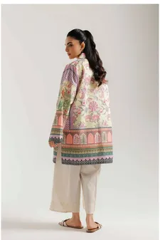 ETHNC PRINTED SHIRT | RELAX STRAIGHT FIT - COLLAR NECK WITH SLIT - FLARED SLEEVES - REGULAR LENGTH