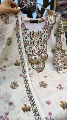 New Swizz Lawn Floral & Paisley Printed 3-Piece Suit Collection - Off-White Base with Pink