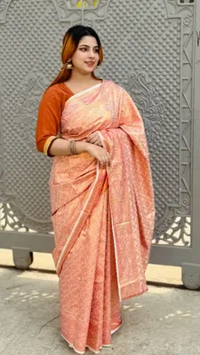 কাঞ্চিপুরম সফট সিল্ক শাড়ী ব্লাউস পিস সহ 