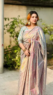 কাঞ্চিপুরম সফট সিল্ক শাড়ী ব্লাউস পিস সহ 