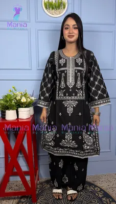 Power Black // Premium Embroidery Work Slub Cotton Fabric // Co-Ord’s 2PCS Set