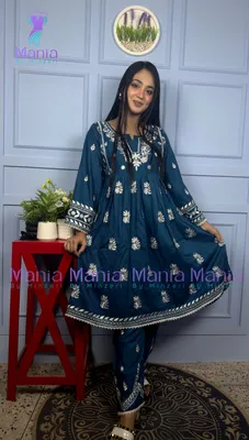 Midnight Blue // Round Frock Cotton Fabric // Co-Ord’s 2PCS Set