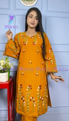  Amber Glow// Premium Embroidery Work Cotton Fabric // Co-Ord’s 2PCS Set