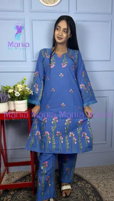  Royal Sapphire// Premium Embroidery Work Cotton Fabric // Co-Ord’s 2PCS Set