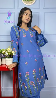  Royal Sapphire// Premium Embroidery Work Cotton Fabric // Co-Ord’s 2PCS Set