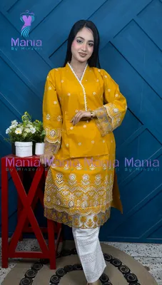 Harvest Gold // Chikenkari Work Embroidery Work Cotton Fabric // Co-Ord’s 2PCS Set