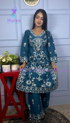 Butterfly Hues // Premium Embroidery Work Cotton Fabric // Co-Ord’s 2PCS Set