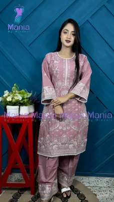 Soft Bloom // Premium Embroidery Work Cotton Fabric // Co-Ord’s 2PCS Set