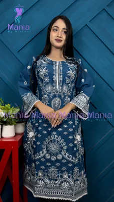 Arctic blue // Premium Embroidery Work Cotton Fabric // Co-Ord’s 2PCS Set