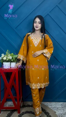 Pumpkin Spice // Premium Embroidery Work Cotton Fabric // Co-Ord’s 2PCS Set