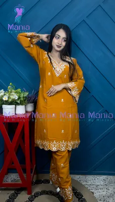 Pumpkin Spice // Premium Embroidery Work Cotton Fabric // Co-Ord’s 2PCS Set