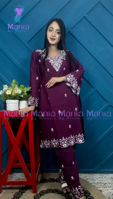 Purple Diva // Premium Embroidery Work Cotton Fabric // Co-Ord’s 2PCS Set