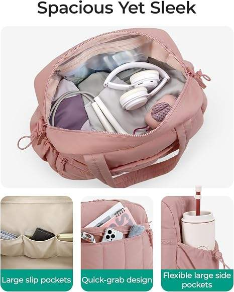 BAGSMART  Women’s Light Pink Gym & Travel Bag with Wet Pocket 
