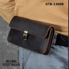 American style Genuine leather Men's horizontal waist bag