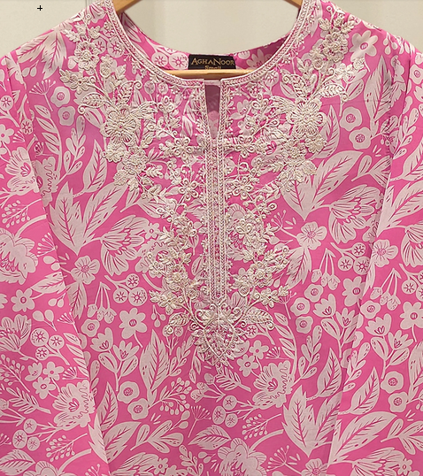 AGHANOOR  2 PIECE - EMBROIDERED DIGITAL PRINTED LUXURY LAWN