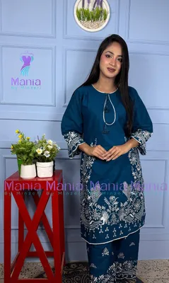Blue Charm // Soft U-Cut Slub Cotton Fabric // Co-Ord’s 2PCS Set