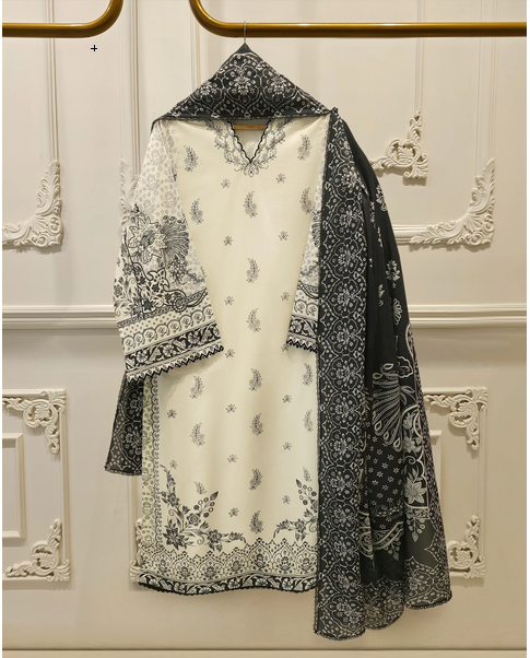 AGHANOOR  2 PIECE - EMBROIDERED DIGITAL PRINTED LUXURY LAWN (Shirt + Dopatta)