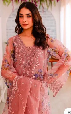 NUREH - EMBROIDRED ORGANZA 3 PIECE