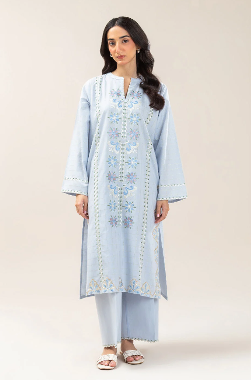BEECHTREE -2 PIECE EMBROIDERED YARN DYED LUREX SUIT (PRET)