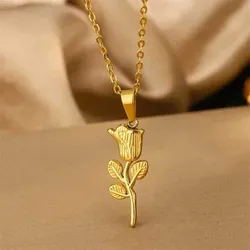 Retro Rose Flower Pendant Necklace