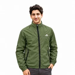 Adidas - Double Layer Windbreaker With Hoodie - Olive