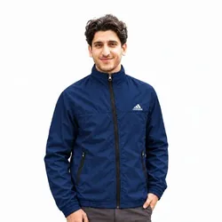 Adidas - Double Layer Windbreaker With Hoodie - Navy Blue