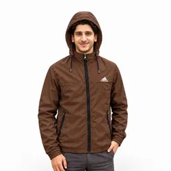 Adidas - Double Layer Windbreaker With Hoodie - Coffee