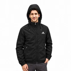 Adidas - Double Layer Windbreaker With Hoodie - Black
